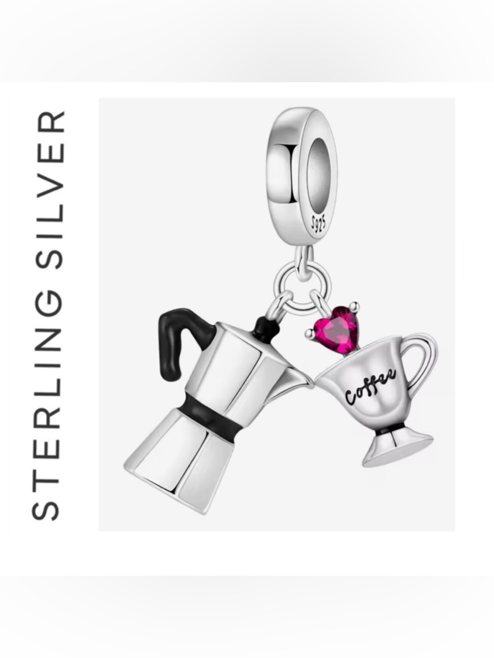 🐘🐘 S925 Sterling Silver Moka Pot and Coffee Mug Charm